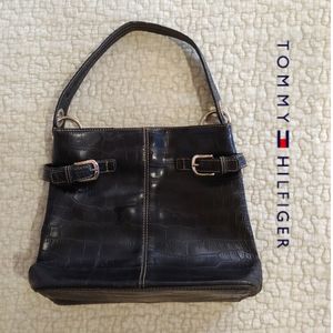 COPY - Tommy Hilfiger Shoulder Bag, Faux Crocodile Print, Black
